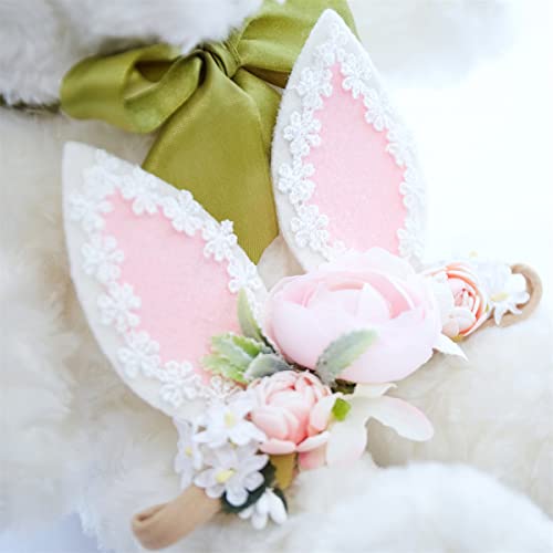 GEZISAN Baby Girl Floral Easter Headband with Rabbit Ears