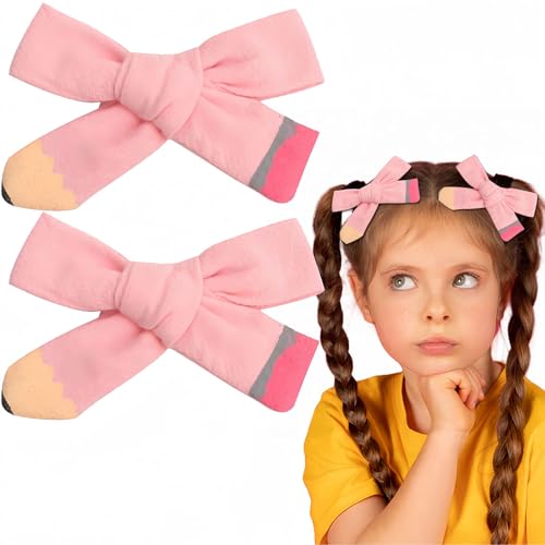 Vsdski Cute Pink Pencil Bow Hair Clips for Girls