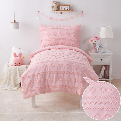 VIVILINEN Pink Boho Toddler Bedding Set 4-Piece