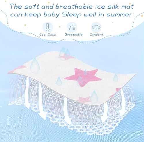 Pink Star Cooling Baby Mattress Pad Waterproof 28x52