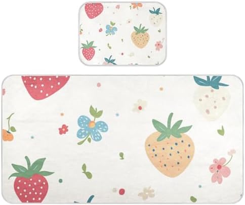 Cooling Strawberry Flower Mattress Pad 28x52 Reusable Waterproof for Baby