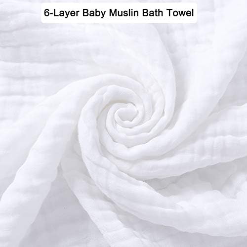 Aablexema Baby Muslin Bath Towels - Set of 2 White 43X43 Inches