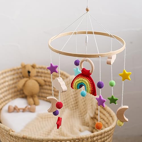 Crochet Rainbow Baby Crib Mobile for Boys and Girls