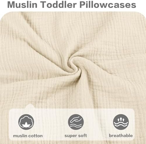 CARUILI Muslin Toddler Pillowcase 2 Pack 13x18 Oatmeal Brown
