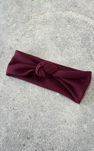 Burgundy Waffle Stretch Headband with Knot