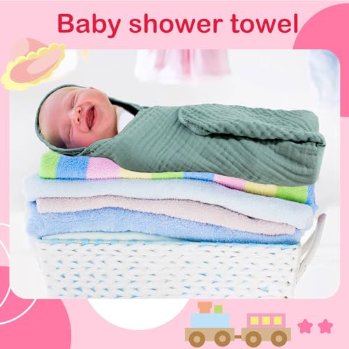Peryiter 6 Pcs Hooded Muslin Baby Towels