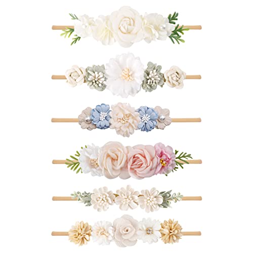 OOSAKU 6PCS Soft Floral Headbands for Baby Girls