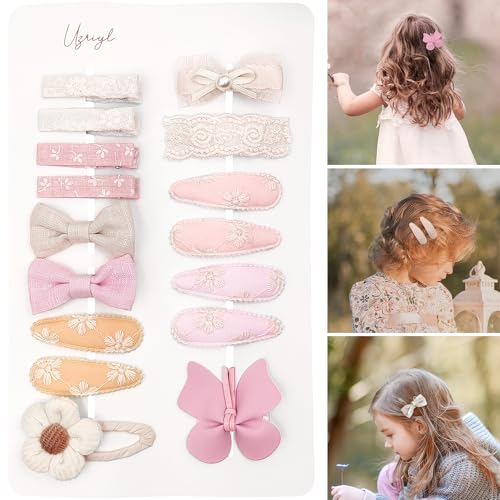 16Pcs Pink Butterfly Flower Hair Clips for Girls