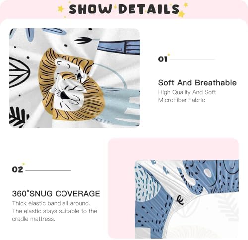Wajiw Cute Animals Crib Sheet Set for Standard Size Mattress