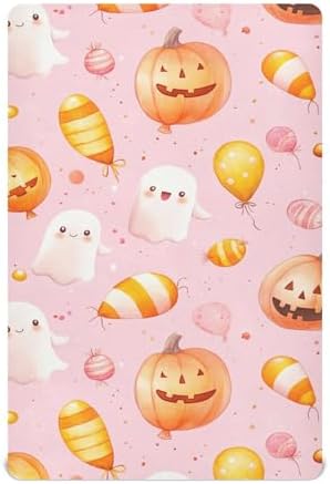 Qilmy Kawaii Ghosts Fitted Crib Sheet for Baby Soft Breathable