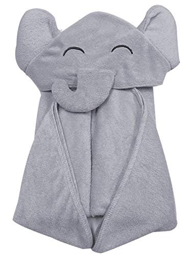 YOYOO Premium Baby Bath Towel - Cute Grey Elephant Hooded Towel