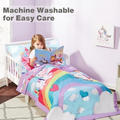 EVERYDAY KIDS 4 Piece Toddler Bedding Set - Unicorn Dreams