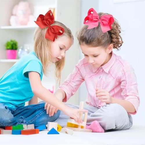 Yihurlm 4PCS 6 Big Hair Bows with Alligator Clips for Girls