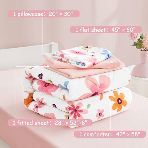 Cozyholy 4 Piece Floral Toddler Bedding Set