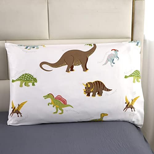 MAG 2 Pcs White Dinosaur Pillowcases 1