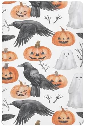 Qilmy Halloween Watercolor Crib Sheet for Kids