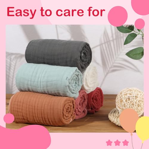 Peryiter 6 Pcs Hooded Muslin Baby Towels