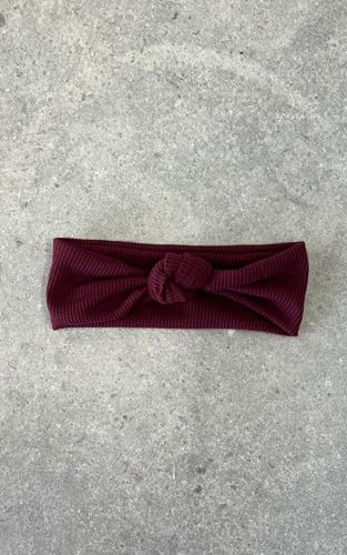 Burgundy Waffle Stretch Headband with Knot