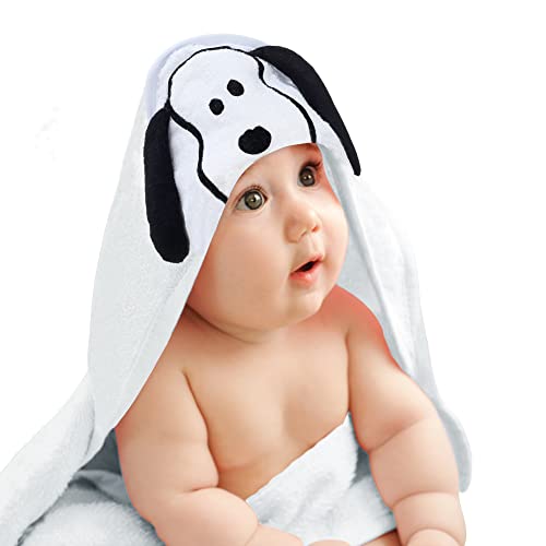 Lambs Ivy Snoopy Baby Hooded Bath Towel - White