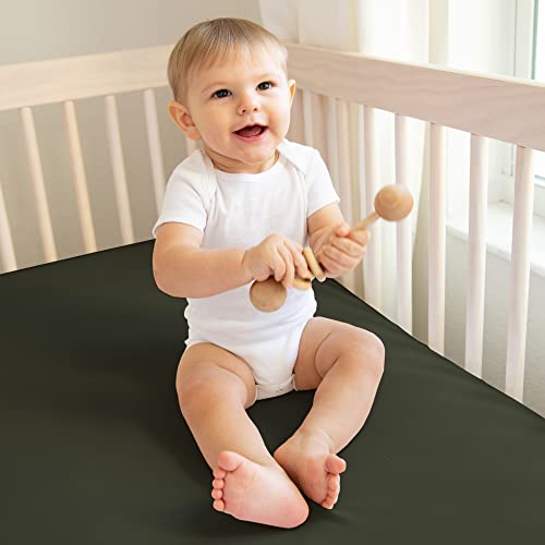 Sweet Jojo Designs Solid Dark Green Crib Sheet Set 1