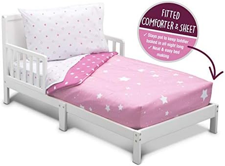 Delta Children Toddler Bedding Set Pink 4-Piece Reversible