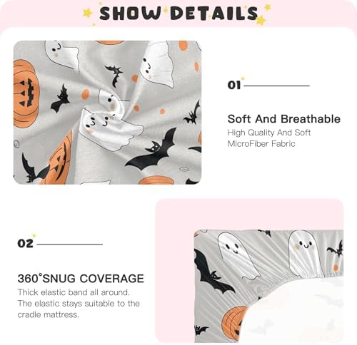 Qilmy Cute Ghosts Fitted Crib Sheet for Baby