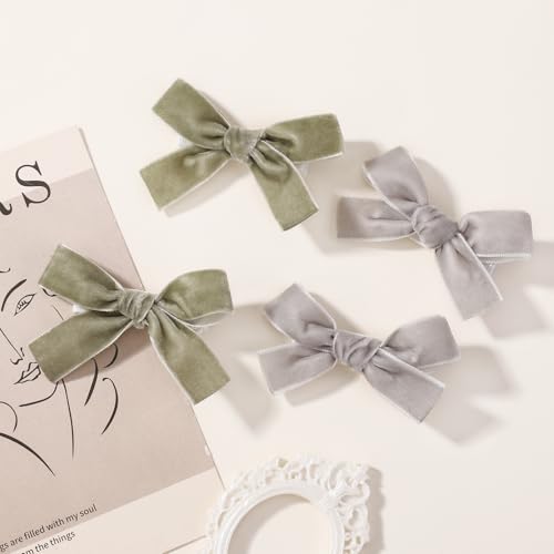 20PCS Velvet Hair Bow Clips for Girls