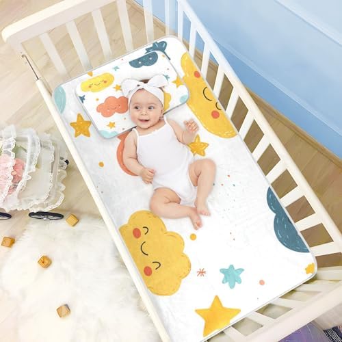 Cooling Cute Clouds Stars Mattress Pad 28x52