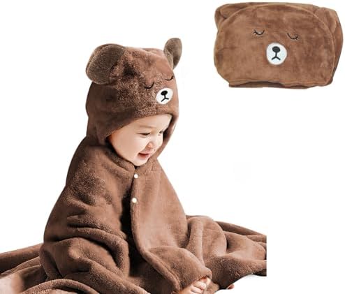 IFaryMes Toddler Bath Towel with Hood - Brown Bear