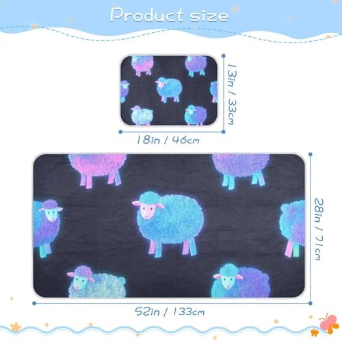 Cute Blue Neon Sheep Mattress Pad for Baby 28x52 Inches