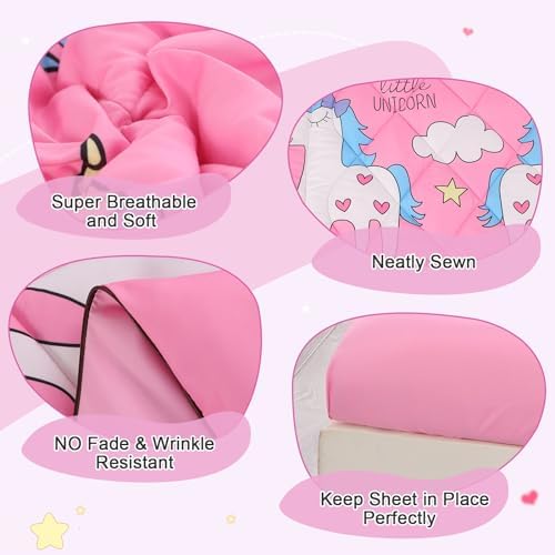 Wowelife Unicorn Toddler Bedding 4 Piece Set
