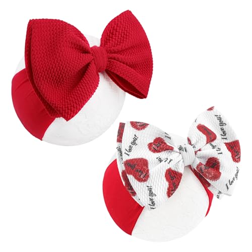 YanJie Red Pink Valentine Bow Headband for Baby Girl