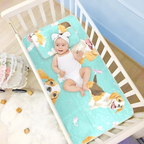 Funny Beagle Dog Turquoise Cooling Mattress Pad 28x52