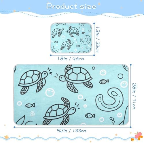 Blue Ocean Turtle Cooling Baby Mattress Pad 28x52