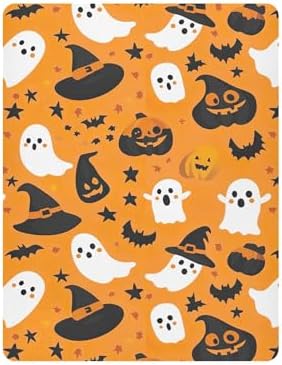 Qilmy Cute Ghost Witch Fitted Crib Sheet for Baby