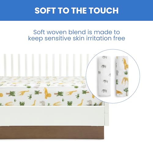 Delta Children Fitted Crib Sheets - Safari Friends 28x52 Inch Pack of 2