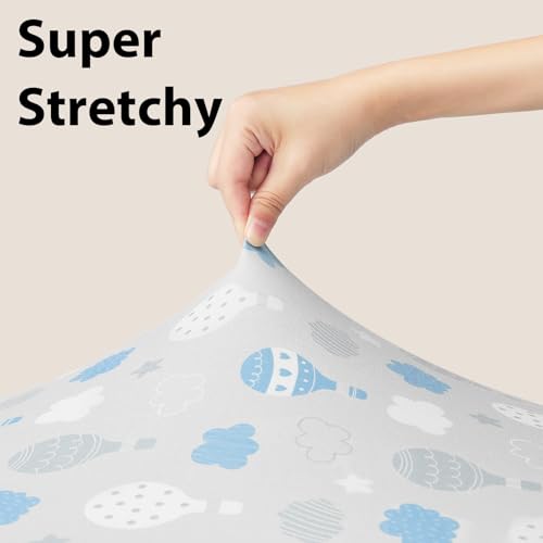 FIEMOL 3 Pack Crib Sheets Neutral Blue Cloud Animals Microfiber