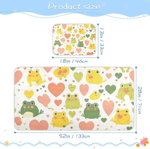 Frog Cartoon Cooling Baby Mattress Pad Protector 28x52 Reusable