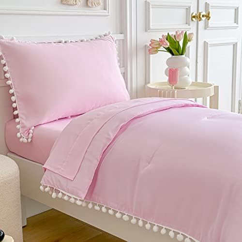 UOZZI BEDDING Toddler Bedding Set 4 Pieces Pink Boho