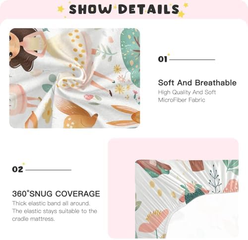 Wajiw Cute Princess Crib Sheets for Girls and Boys