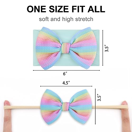 ONENINEDREAM 45 Rainbow Striped Baby Bow Headband 2 Pcs