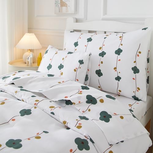 Mucalis Green Floral Toddler Bedding Set for Girls