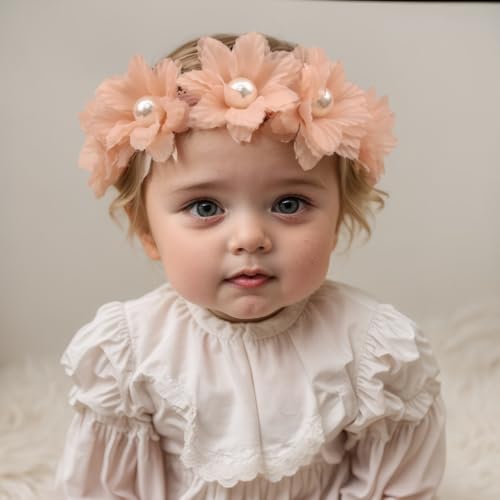 Rannyrena Baby Girls Soft Elastic Pearl Headband