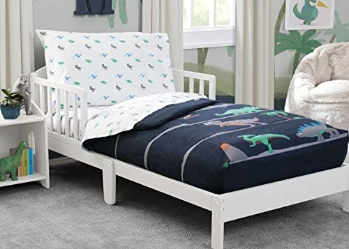 Delta Children Toddler Bedding Set - Jurassic Dinosaur 4 Piece for Boys