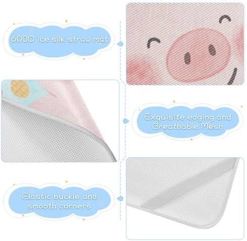 Flower Pig Blue Cooling Waterproof Crib Mattress Pad 28 x 52 Inch