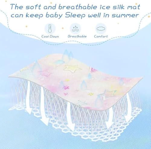 Sweet Cute Stars Blush Cooling Mattress Pad 28x52 1
