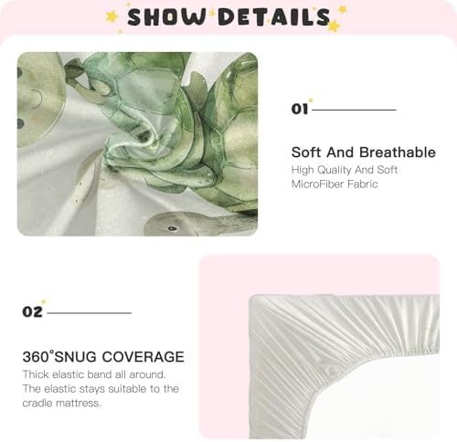 Wajiw Turtle Crib Sheets for Soft and Breathable Sleep