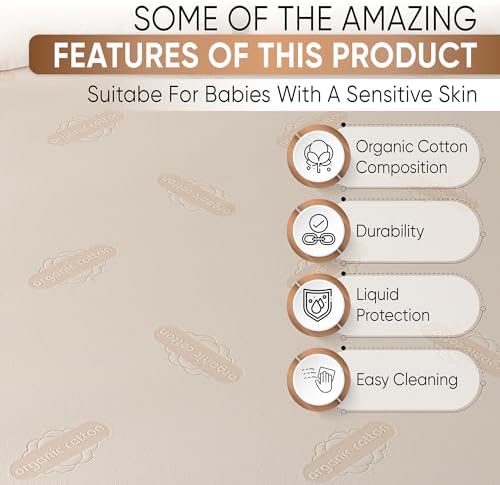 Deluxe Organic Waterproof Crib Mattress Pad for Baby and Toddler Beds
