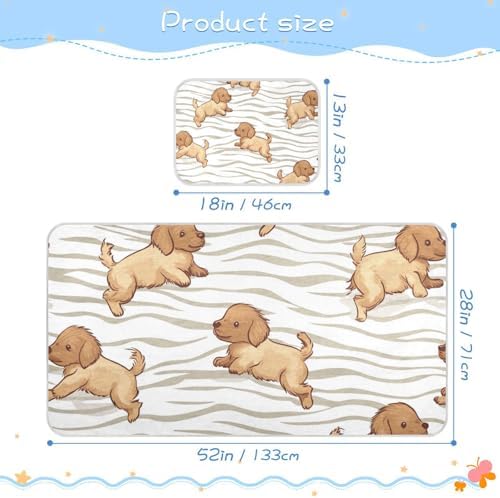 Cute Cartoon Brown Puppies Cooling Baby Mattress Pad 28x52