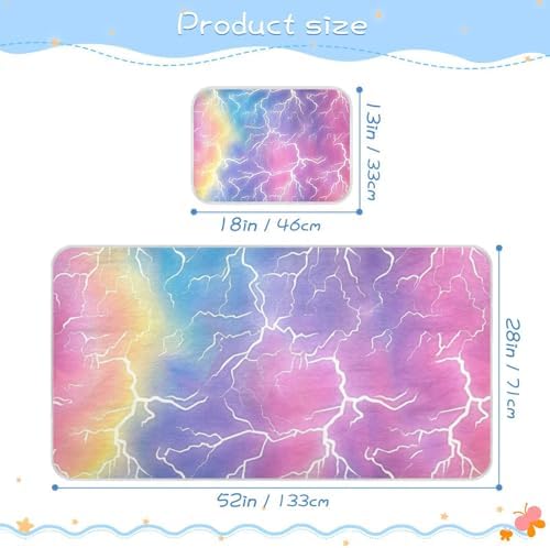 Lightning Bolts Rainbow Cooling Baby Mattress Cover 28x52 1